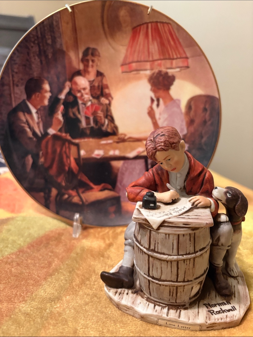 Norman Rockwell Red and Brown Figurine & Plate This Is The Room That Light Made